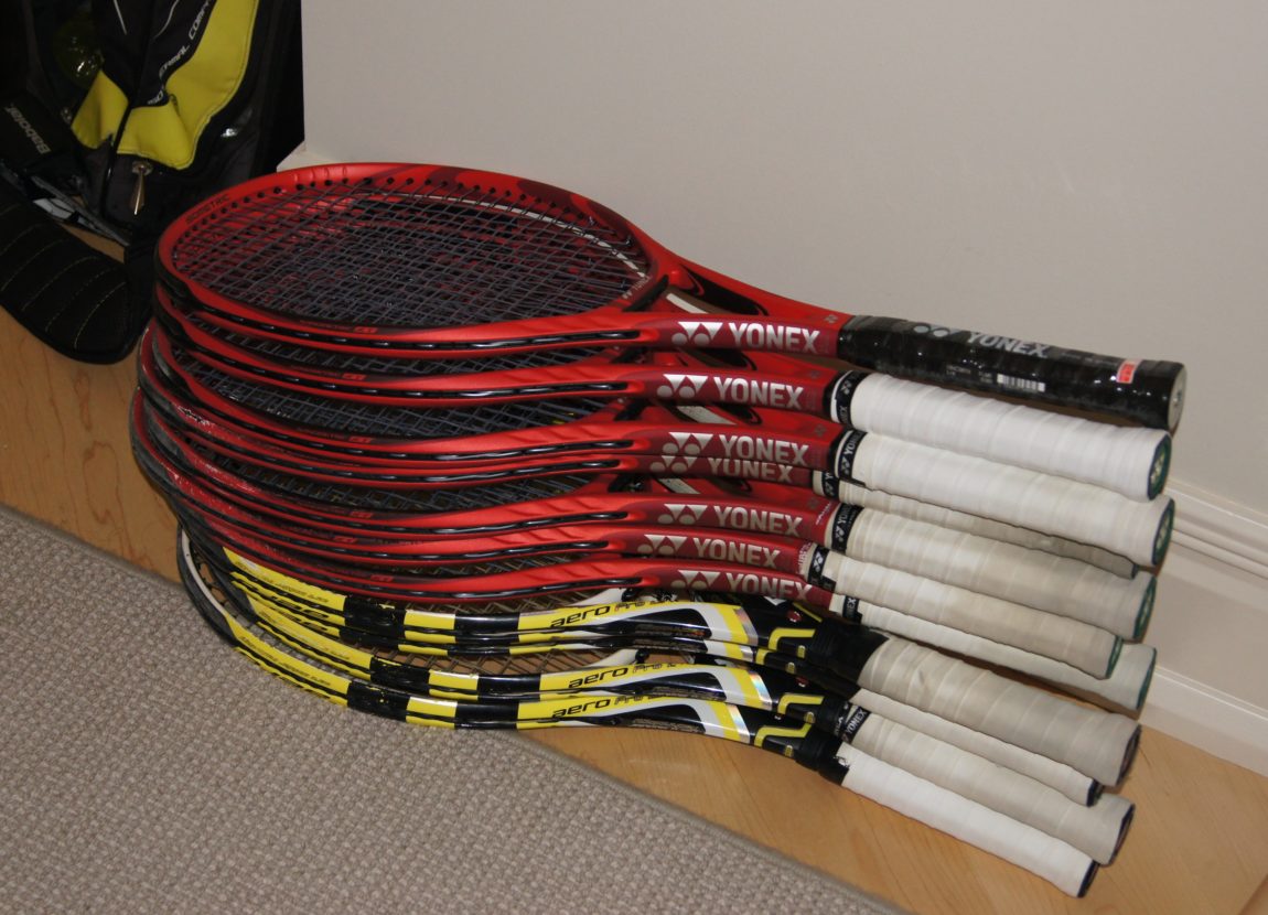Pro Tennis Racquet Tips: Stack of my Yonex and Babolat Racquets