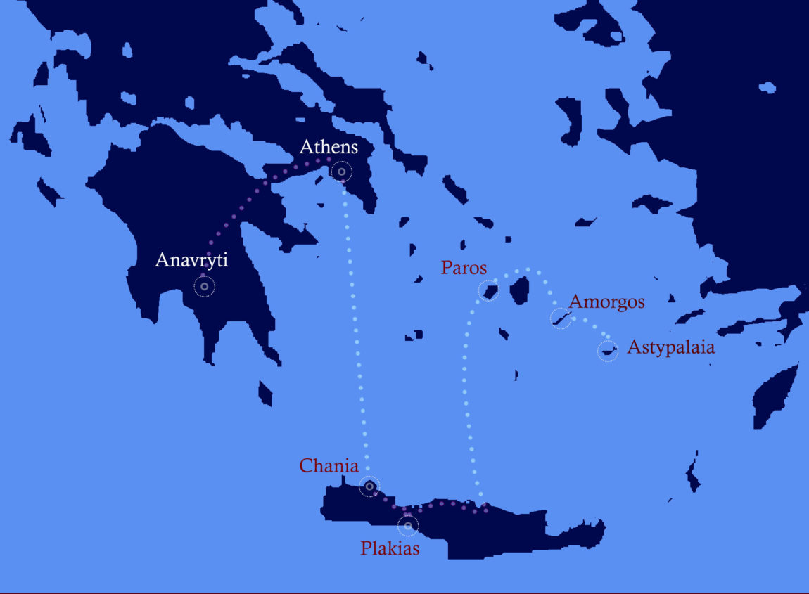 Map of Greece, Cities and Islands Tanner Visited