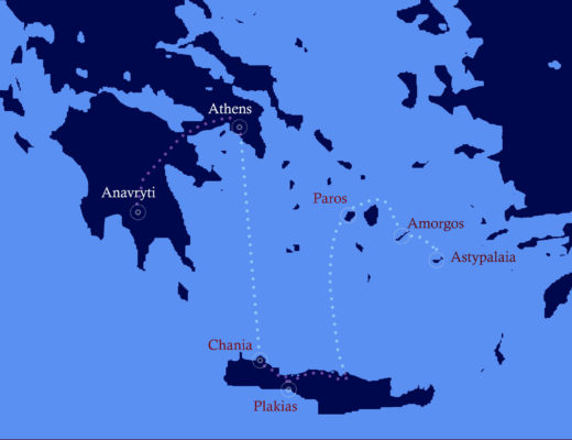 Map of Greece, Cities and Islands Tanner Visited