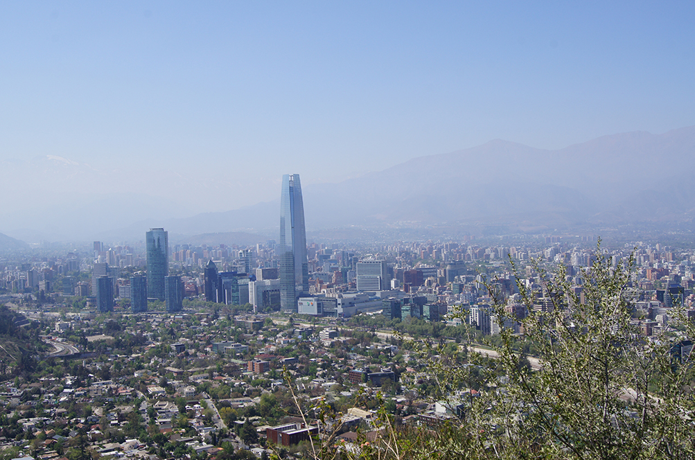 View from Cerro San Cristóbal of Santiago, Chile