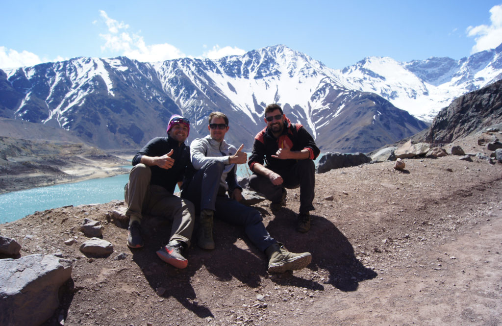 Tanner, Alex, and Danny Hanging at Embalse El Yeso, Chile
