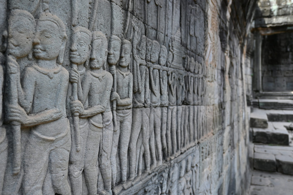 Kmer army is on the march, carving on Bayon Temple