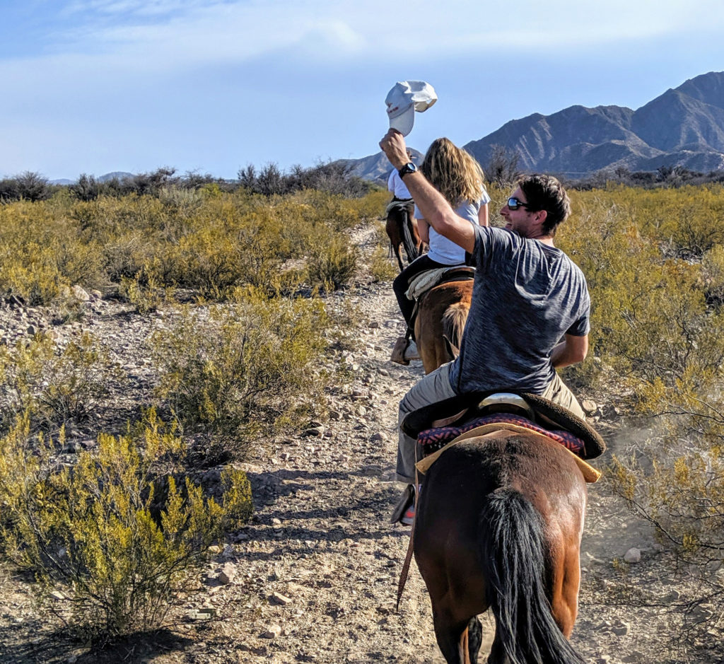 Me, horseback riding in the desert in Mendoza, Argentina