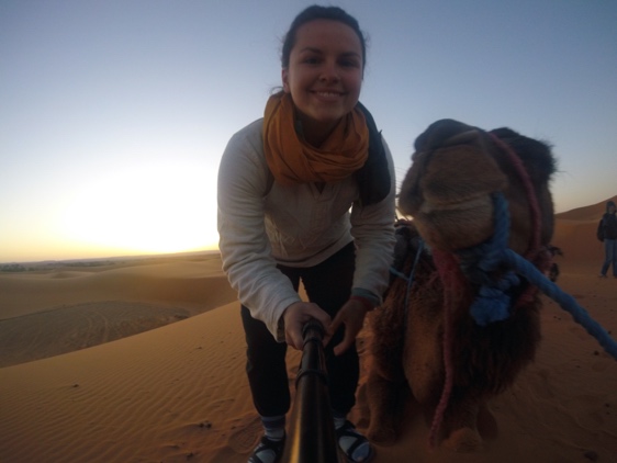 Sadie in the Sahara Desert with Her Camel