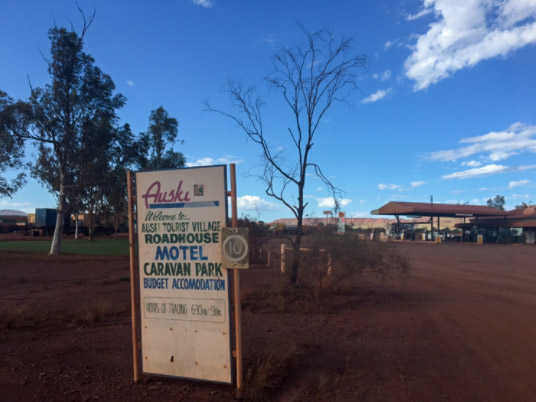 Auski Roadhouse Sign in Australia's Outback