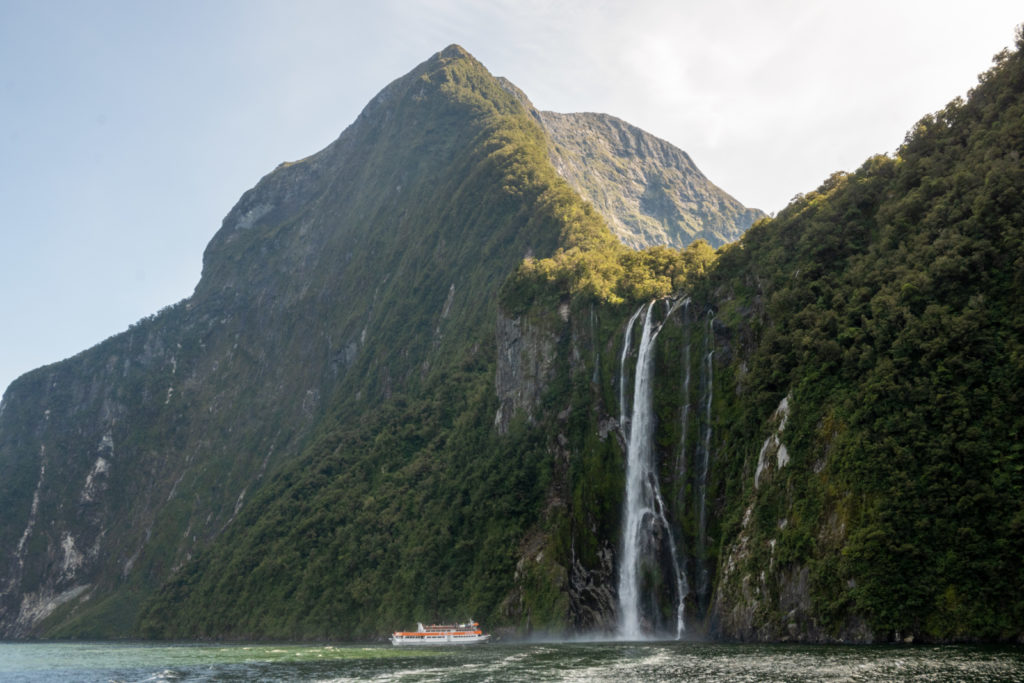 Massive Waterfalls of Milford Sound in New Zealand's South Island